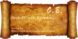 Ondrásik Bianka névjegykártya